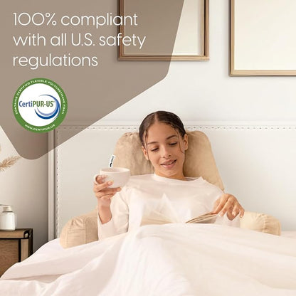 Milliard Reading Pillow with Arms, Cream, Shredded Memory Foam Back Pillow for Bed Sitting Up - Sit Up Backrest Support for Reading & Rest Bed - Washable Cover, Adjustable Comfort, CertiPUR Certified