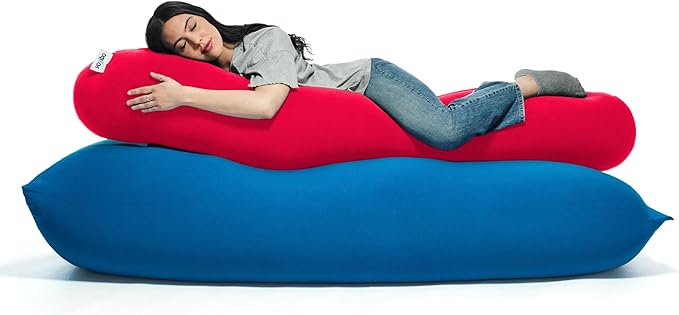 Yogibo Roll Long Full Body Pillow for Women and Men, Adults, for Back, Lumbar, Body Support, Side Sleeper, Maternity, Nursing, Pregnancy for Sleeping, Micro-Bead Filling, Red