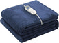 Wapaneus Heated Blanket Electric Blanket 62" x 84" Twin Size with 10 Heating Levels and 12 Hours time Settings, Flannel Fast-Heating Electric Blanket, ETL Listed, Machine Washable,Dark Blue