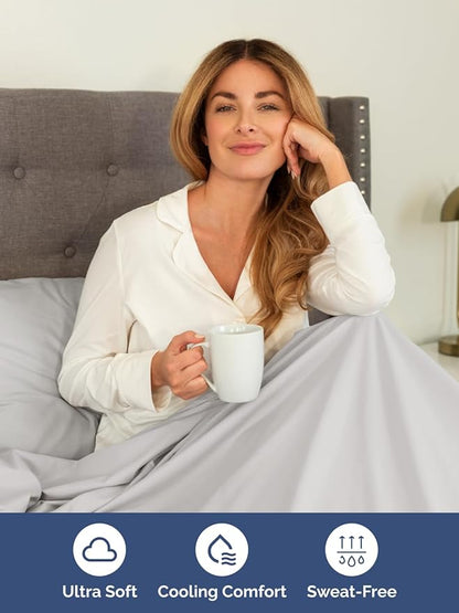 Extra Deep Twin Sheet Set - 4 Piece Breathable & Cooling Sheets - Hotel Luxury Bed Sheets Set - Easy & Secure Fit - Soft, Wrinkle Free & Comfy Sheets Set - French Grey Sheet Set w/Extra Deep Pockets