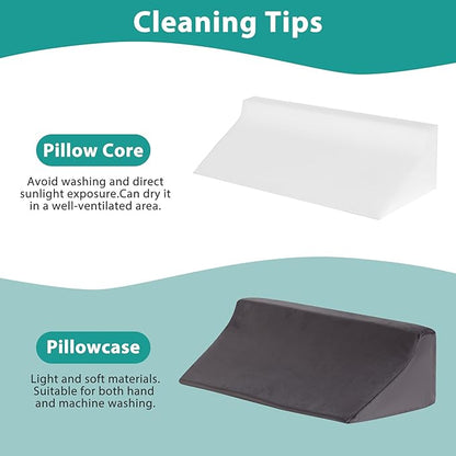 Bedluxe Wedge Pillow for Side Sleeping, Comfort Foam Back Pillow for Side Sleeper, Bed Wedges & Body Positioners for After Surgery, Pregnancy Support, Back Pain, Preventing Bedsores, Short Plush
