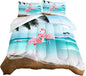 HOSIMA Ocean Beach Comforter Set,Fashion Flamingo Bedding Summer Seaside Nature Scenery Vacation Style Room Decor,Tropical Plants Palm Leaves Queen Comforter Set for Boys Women Girls Teens.