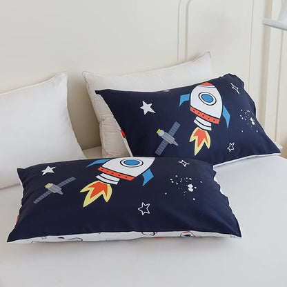 RYNGHIPY Kids Comforter Set Twin Size Cute Rocket Bedding Set for Boys Girls Space Themed Teen Boy Bedding (Space Rocket,Twin)