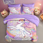 Full Size Comforter Set with 2 Pillowcases & 2 Shams, Cute Animal Unicorn 7 Pcs Bedding for Kids and Teens, Rainbow Girls Love Bed in a Bag with Flat Fitted Sheet