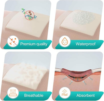 Dimora Silicone Foam Dressing with Border Adhesive 6"x6" Waterproof Wound Dressing Bandage for Wound Care 5 Pack…