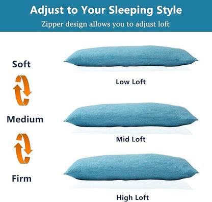 Body Pillow, Cooling Memory Foam Body Pillows for Adults Sleeping, Long Pillow for Bed, Big Large Firm Full Body Pillow for Side Sleeper, 20x54 Inch, Cooling Blue
