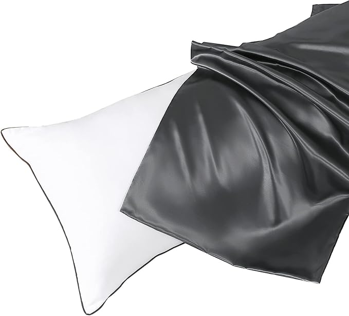 HUXMEYSON Body Pillow with Satin Pillowcase, Body Pillow for Adults, Removable Cover, Grey (20"x54")
