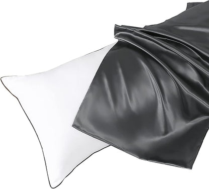 HUXMEYSON Body Pillow with Satin Pillowcase, Body Pillow for Adults, Removable Cover, Grey (20"x54")