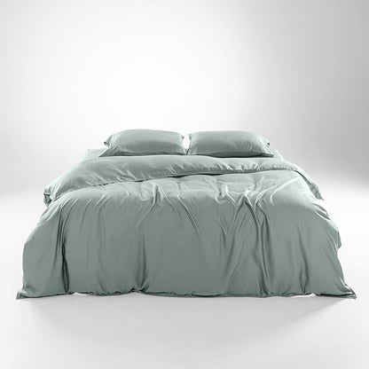 Olive + Crate Tencel Eucalyptus Cooling Duvet Cover Set - Hypoallergenic, Lyocell Tencel Duvet Cover - Soft, Temperature Regulating with Hidden Button Closure & Corner Ties - Twin XL [Eucalyptus]