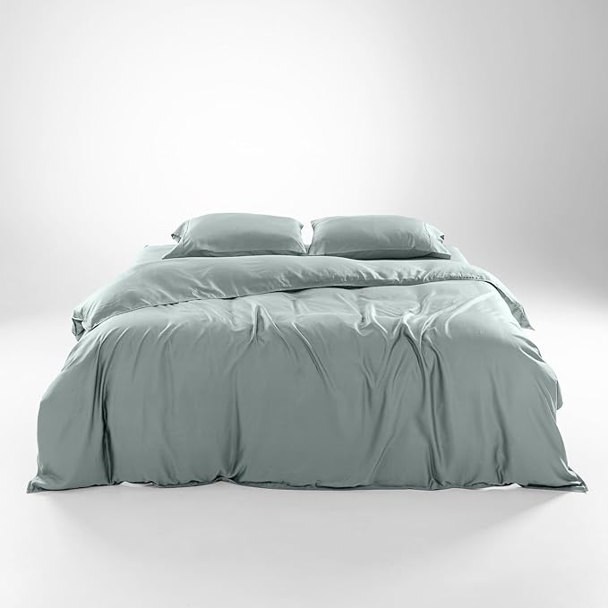 Olive + Crate Tencel Eucalyptus Cooling Duvet Cover Set- Hypoallergenic, Lyocell Tencel Duvet Cover - Soft, Temperature Regulating with Hidden Button Closure & Corner Ties - King Size [Eucalyptus]