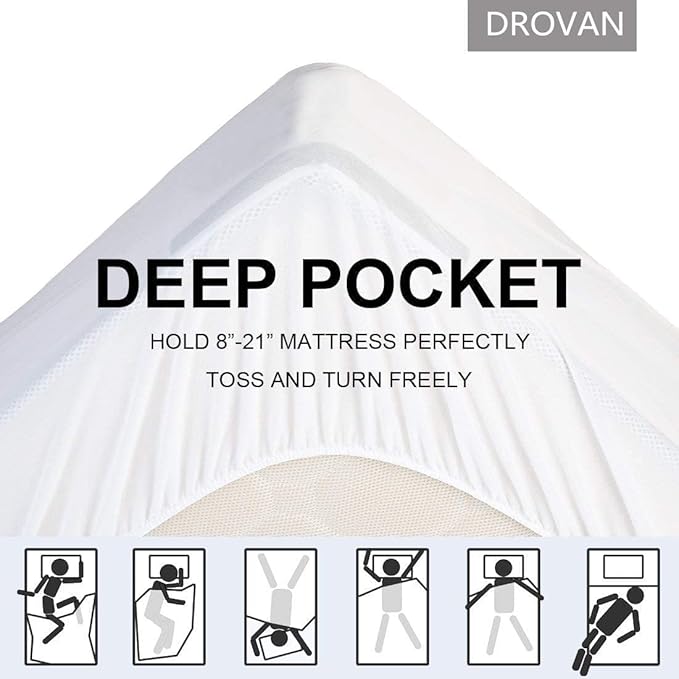 DROVAN Mattress Pad King Size - Extra Thick Mattress Cover - Pillow Top Deep Pocket with Breathable 7D Spiral Fiber Filling Cooling Mattress Topper