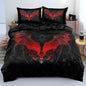 Goth Duvet Cover with Pillow Shams Gothic Bedding Sets Red Bat Wing Patterns Skull Bed Set King Size