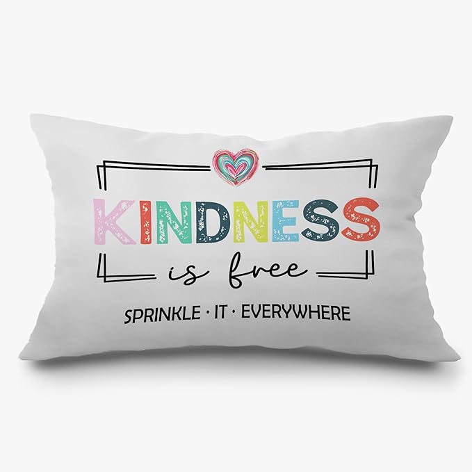 Inspirational Mental Health Wellness Pillow Covers 12x20, Kindness Gifts, Colorful Positive Motivational Decorative Lumbar Pillow Covers for Classroom Therapy Counselor Office