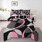 Feelyou Pink Grey and Black Comforter Retro Circle Comforter Set Modern Abstract Art Bedding Set for Kids Boys Girls Swirl Duvet Luxury Room Decor Quilt King Size