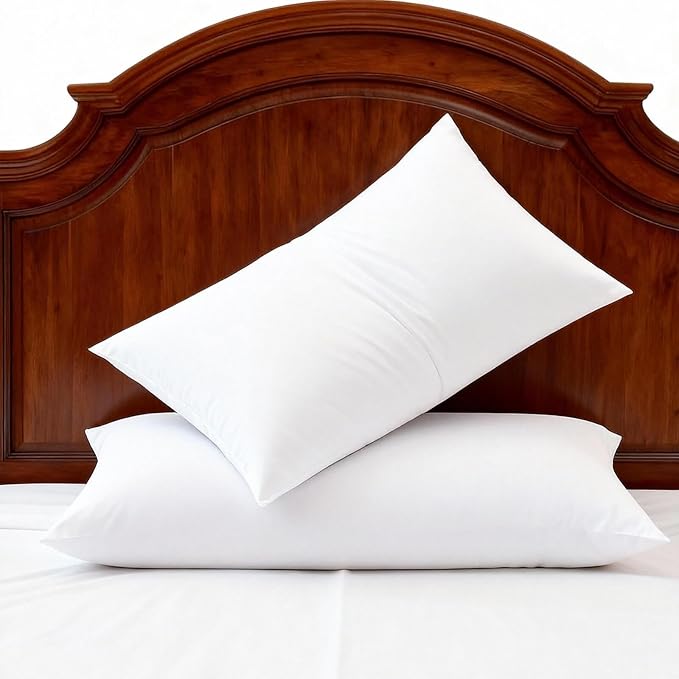 Bed Pillows King Size Set of 2 Medium Support Pillow for Stomach Side Back Sleeper Basic Soft Down Alternative White 20x36 inches