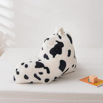 A Nice Night Faux Fur Reading Pillow Bed Wedge Large Adult Children Backrest with Arms Back Support for Sitting Up in Bed/Couch for Bedrest,Cow