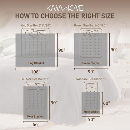 KAWAHOME Sherpa Fleece Throw Blanket for Bed - Extra Warm and Heavy Thick Throw Blankets for Winter, Super Soft 500GSM Plush Blanket, 50"X 60" Camel