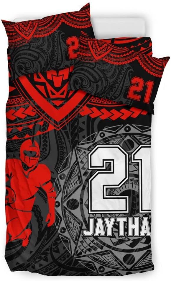 Personalized American Football Bedding Set, Kids 3 Piece Duvet Cover Set with Pillow Shams for Teens Boys, NO Comforter, Twin Size for Rugby Lovers (Football 04)
