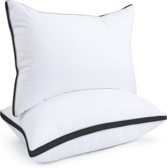 viewstar Bed Pillows Standard Size Set of 2, Hotel Cooling Down Alternative Gusseted Pillows for Side, Back, or Stomach Sleepers, Black