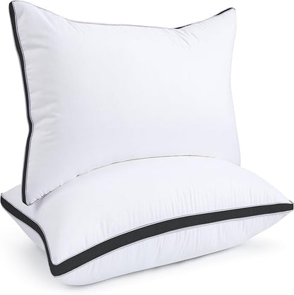viewstar Bed Pillows Standard Size Set of 2, Hotel Cooling Down Alternative Gusseted Pillows for Side, Back, or Stomach Sleepers, Black