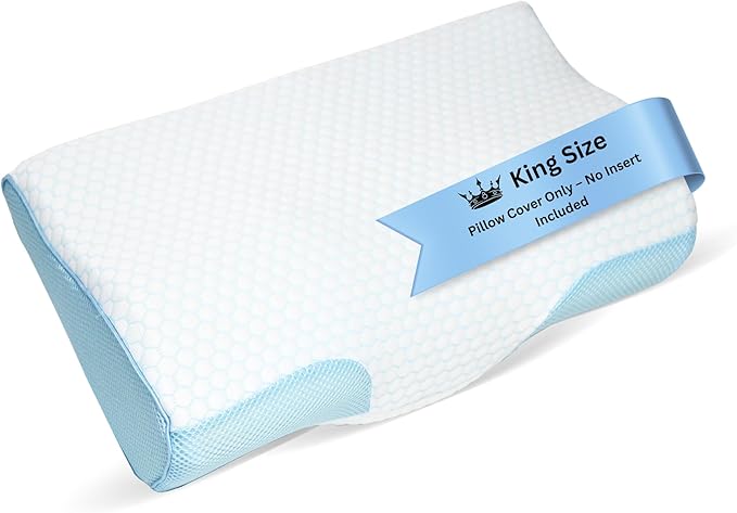Derila King Size Cooling Pillowcase | Optimal Temperature Control for Your Memory Foam Pillow for Perfect Sleep. Quality Material White Pillowcase ensures Pillows