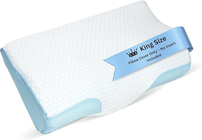 Derila King Size Cooling Pillowcase | Optimal Temperature Control for Your Memory Foam Pillow for Perfect Sleep. Quality Material White Pillowcase ensures Pillows