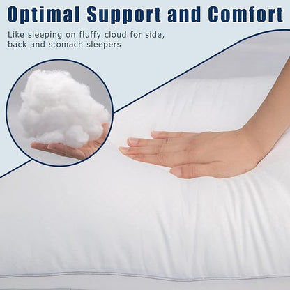 Bed Pillows for Sleeping 2 Pack, Standard Size Pillows Set of 2,Down Alternative Filling, Pillow for Back, Stomach or Side Sleepers Grey