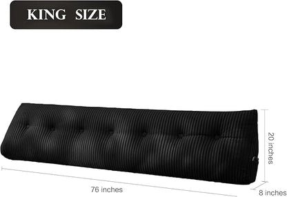SLIGUY Large Headboard Pillow, Headboard Wedge Pillow Bed Rest Reading Pillow Bolster Triangular for Sitting in Bed-Backrest Positioning Support Long Pillow for Daybed (King:76x8x20 Inches,Black)