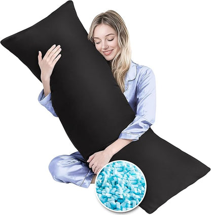MAGIC ELEPHANT Body Pillow, Memory Foam Body Pillow for Adults, Long Pillow for Bed and Sleeping, Full Long Bed Pillow Insert with Cover (Black, 20x54 Inch)