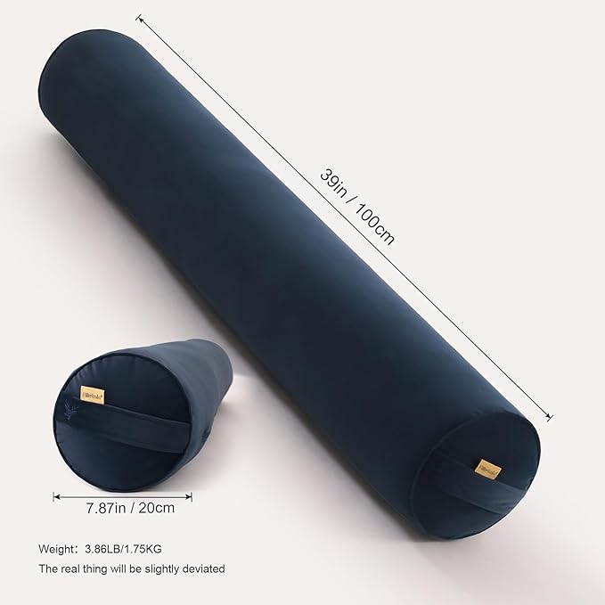 Long Round Body Pillow for Adults – Bolster Pillow for Bed, Cervical Roll Pillow, Firm Support for Sleeping,39 x 7.87 Inches,Teal Blue