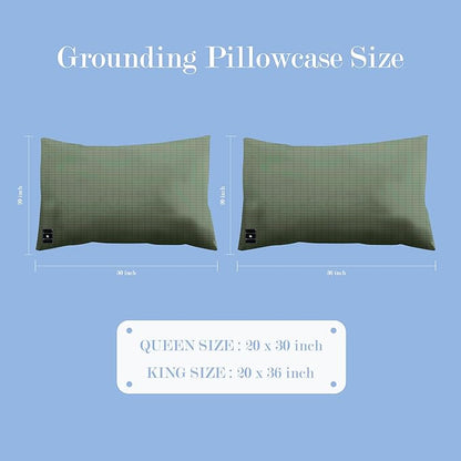 Ali King Grounding Pillowcase, 5% Conductive Silver + 95% Soft Cotton Queen Size Earth Grounding Pillow Cases with Grounding Cord for Improve Sleep (Green, Queen (20x30inches))