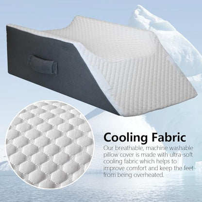 Leg Elevation Pillow Leg Wedge Pillow for Legs/Knee/Ankle Post Surgery Leg Elevating Pillow for After Surgery Recovery Wider Longer Memory Foam Cooling Fabric