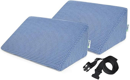 2Pcs Small Wedge Pillows for Side Sleeping Positioning Wedges, Foam Small Bed Wedge, Triangle Chair Wedge Pillow with Strap, Sleep Yoga Mini Pillows for Laptop, Leg Elevation, Knee Support, Bed Sores