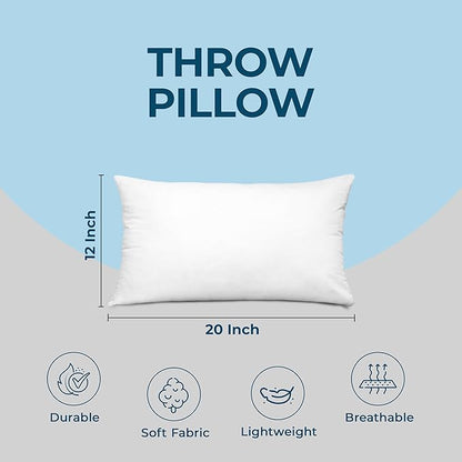 Utopia Bedding Throw Pillows (Set of 4, White), 12 x 20 Inches Pillows for Sofa, Bed and Couch Decorative Stuffer Pillow