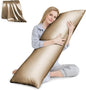 HUXMEYSON Body Pillow with Satin Pillowcase, Body Pillow for Adults, Removable Cover, Brown(20"x54"