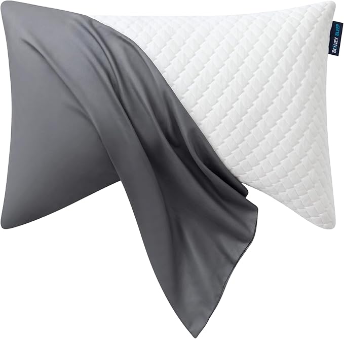 Sidney Sleep Mini Size Curved Pillow Covers - Full Length Zipper Closure - Premium Soft Brushed Microfiber (Travel Mini, Grey)