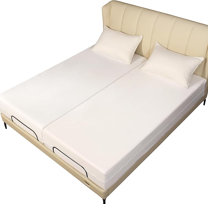 Split Queen Mattress Encasement 30" x 80" (2PCs) - Waterproof Zippered Protector Hypoallergenic Premium Quality Cover for Adjustable Beds and Split Mattresses (11"-16" Depth)