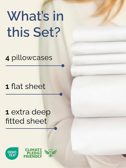 Extra Deep King Sheet Set - 6 Piece Breathable and Cooling Sheets - Hotel Luxury Bed Sheets Set - Easy Fit - Soft, Wrinkle Free and Comfy Sheets Set - Antique White Sheet Set with Extra Deep Pockets