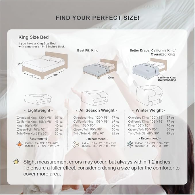 Royoliving Premium Feathers Down Comforter 100% Cotton Cover Duvet Insert with Corner Tabs (White, California King All Season)
