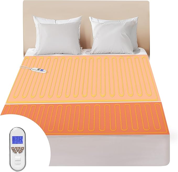 Bwarm Premium Multi-Zone Electric Heated Mattress Pad Twin Size, 39" x 75", 9 Heat Settings, 1-12 Hours Auto Off, Individual Body and Feet Settings, Removable Comfort Layer, Machine Washable