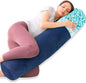 Body Pillow, Memory Foam Round Body Pillows for Adults, Firm Long Bolster Pillow for Bed, Cylinder Tube Roll Pillow with Velvet Cover, 47x7.87 Inches, Navy Blue