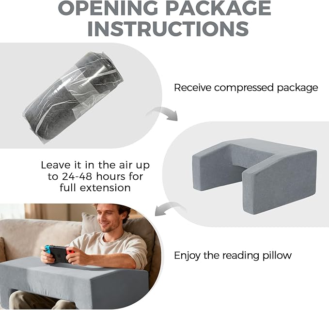 Reading Pillow for Gaming Lap Desk Pillow for Laptop Memory Foam Bed Desk for Reading Working Crocheting Gaming Arm Rest on Bed/Sofa/Floor/Couch/Car(Grey)