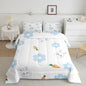 Cartoon Rabbit Kids Comforter Set Full Size 3 Pcs Blue 70s Groovy Hippie Daisy Bedding Set for Kids Boys Girls Teens Orange Carrot Cute Wild Animals Microfiber Duvet Set with 2 Pillowcases