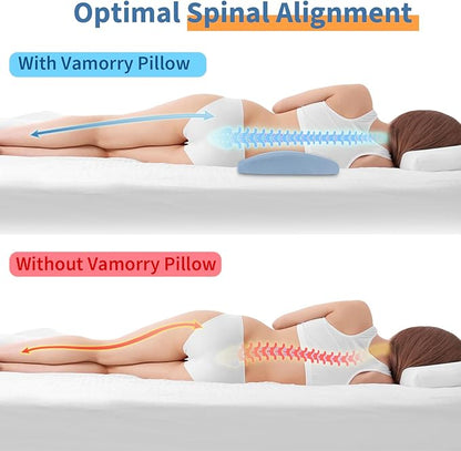 Lumbar Support Pillow for Bed Relief Back Pain: Lower Back Pillow for Sleeping - Memory Foam Waist Pillow - Back Wedge Bolster Pillow for Side, Back&Stomach Sleepers - Bed Rest Pillow for Car, Sofa