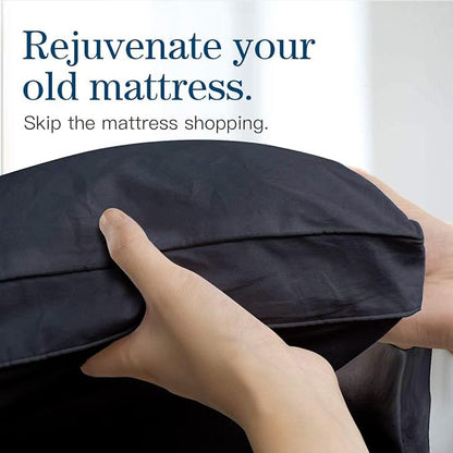 COONP California King Mattress Topper, Extra Thick Pillowtop, Cooling Plush Mattress Pad Cover Bed Topper Protector with 8-21 Inch Deep Pocket (Black, California King)