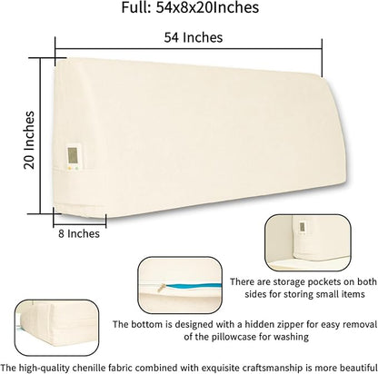 Headboard Wedge Pillow California King Headboard Pillow Memory Foam Reading Pillow Large Headboard Back Cushions for Bed Rest Beige