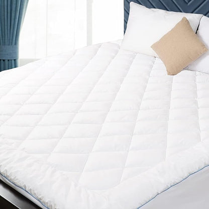 California King Mattress Pad Cotton Mattress Pad Cover Quilted Mattress Cover 18-22" Deep Pocket Mattress Protector Cal King Size Thin Down Alternative Filling Noiseless & Breathable