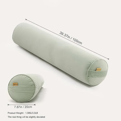 Bolster Pillow for Bed – Long Round Body Pillow for Adults, Cuddle Pillow for Sleeping, Full-Length Support,39.37 x 7.87 Inches,Celadon Green