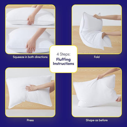 Sweet Home Collection 2-Pack Premium Medium Firm Down Alternative Bed Pillows for Sleeping – Generously Filled Ultra Soft Support for Standard, Queen & King Sleepers, White 2 Count