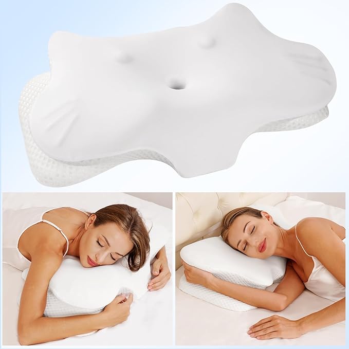 Cervical Pillow for Neck Pain Relief, Neck Pillow for Sleeping Side Sleeper Ergonomic Memory Foam Support Pillows Back Sleepers for Sleeping,Machine Washable Pillowcase(1PCS White)